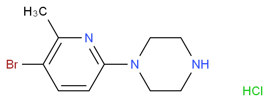 1-(5-bromo-6-methylpyridin-2-yl)piperazine hydrochloride_分子结构_CAS_1187386-04-4