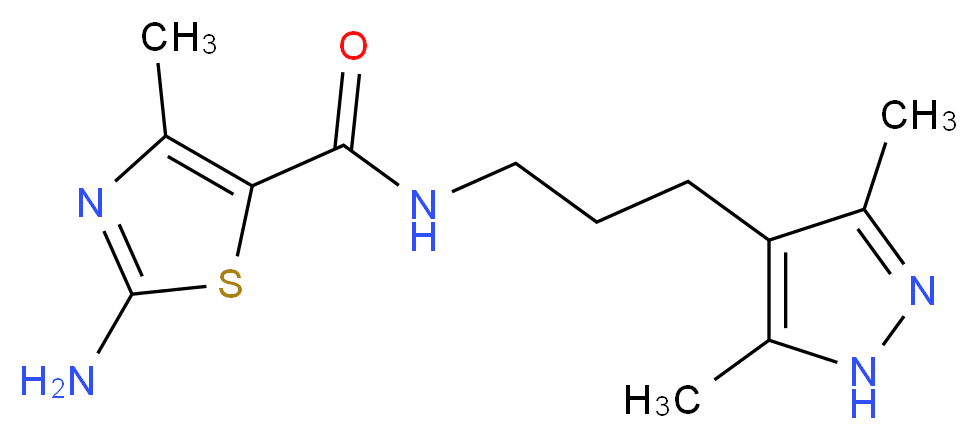 2-amino-N-[3-(3,5-dimethyl-1H-pyrazol-4-yl)propyl]-4-methyl-1,3-thiazole-5-carboxamide_分子结构_CAS_)