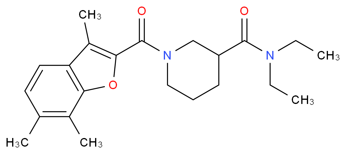 N,N-diethyl-1-[(3,6,7-trimethyl-1-benzofuran-2-yl)carbonyl]-3-piperidinecarboxamide_分子结构_CAS_)