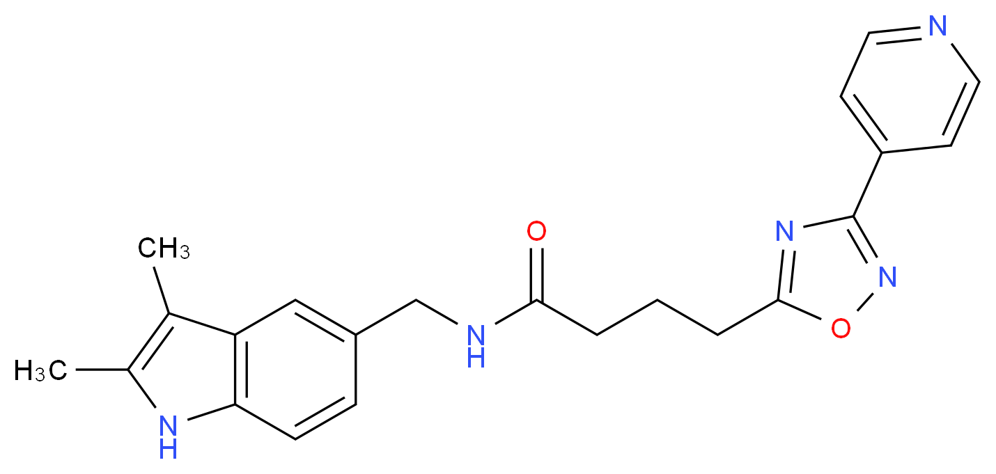 N-[(2,3-dimethyl-1H-indol-5-yl)methyl]-4-(3-pyridin-4-yl-1,2,4-oxadiazol-5-yl)butanamide_分子结构_CAS_)
