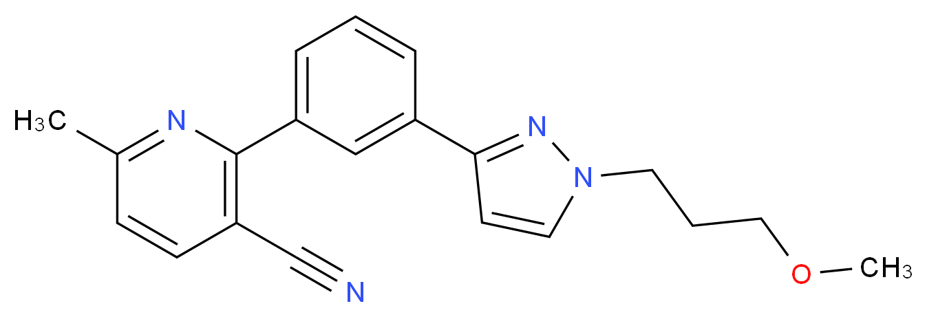 2-{3-[1-(3-methoxypropyl)-1H-pyrazol-3-yl]phenyl}-6-methylnicotinonitrile_分子结构_CAS_)