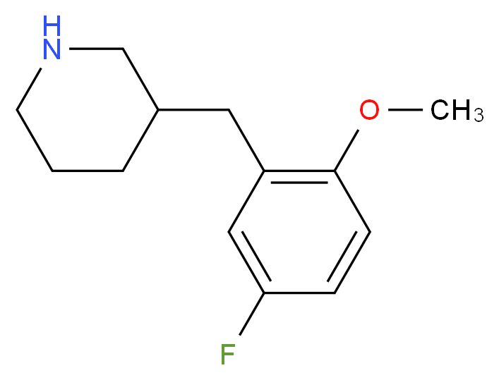 3-[(5-fluoro-2-methoxyphenyl)methyl]piperidine_分子结构_CAS_955288-00-3