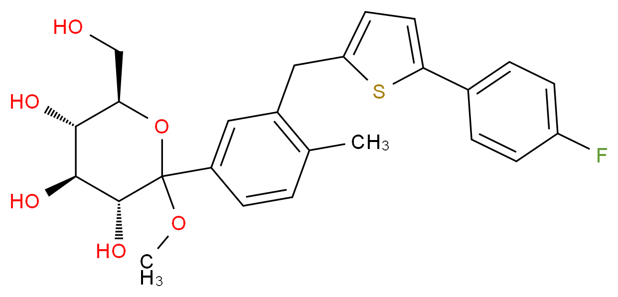 D-Glucopyranoside, Methyl 1-C-[3-[[5-(4-fluorophenyl)-2-thienyl]Methyl]-4-Methylphenyl]-_分子结构_CAS_1030825-21-8)