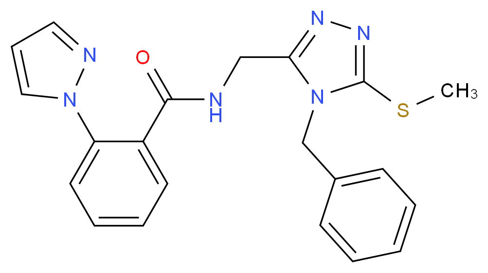 N-{[4-benzyl-5-(methylthio)-4H-1,2,4-triazol-3-yl]methyl}-2-(1H-pyrazol-1-yl)benzamide_分子结构_CAS_)