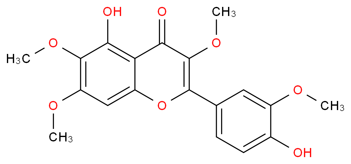 5-hydroxy-2-(4-hydroxy-3-methoxyphenyl)-3,6,7-trimethoxy-4H-chromen-4-one_分子结构_CAS_603-56-5