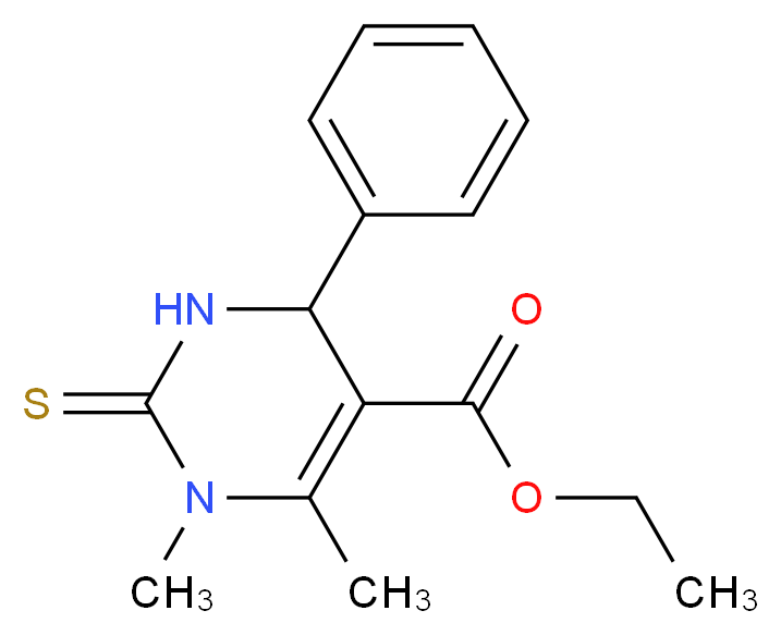 ethyl 1,6-dimethyl-4-phenyl-2-sulfanylidene-1,2,3,4-tetrahydropyrimidine-5-carboxylate_分子结构_CAS_108958-81-2