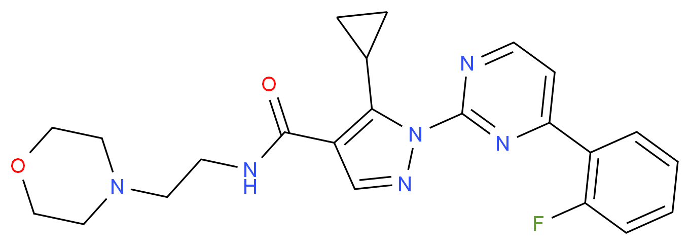 5-cyclopropyl-1-[4-(2-fluorophenyl)-2-pyrimidinyl]-N-[2-(4-morpholinyl)ethyl]-1H-pyrazole-4-carboxamide_分子结构_CAS_)