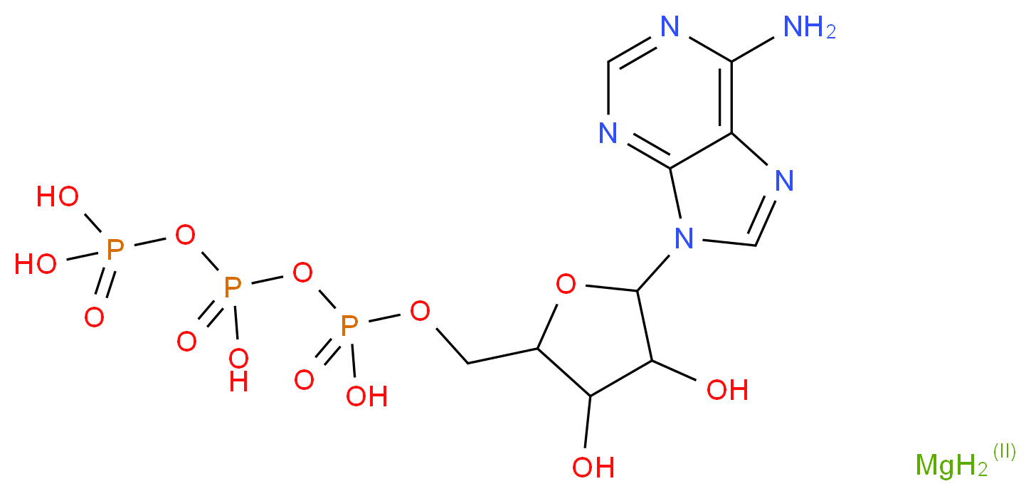 ({[({[5-(6-amino-9H-purin-9-yl)-3,4-dihydroxyoxolan-2-yl]methoxy}(hydroxy)phosphoryl)oxy](hydroxy)phosphoryl}oxy)phosphonic acid magnesium dihydride_分子结构_CAS_74804-12-9