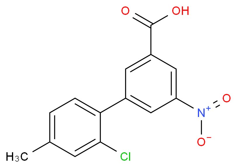 2'-Chloro-4'-methyl-5-nitro-[1,1'-biphenyl]-3-carboxylic acid_分子结构_CAS_1261967-52-5)