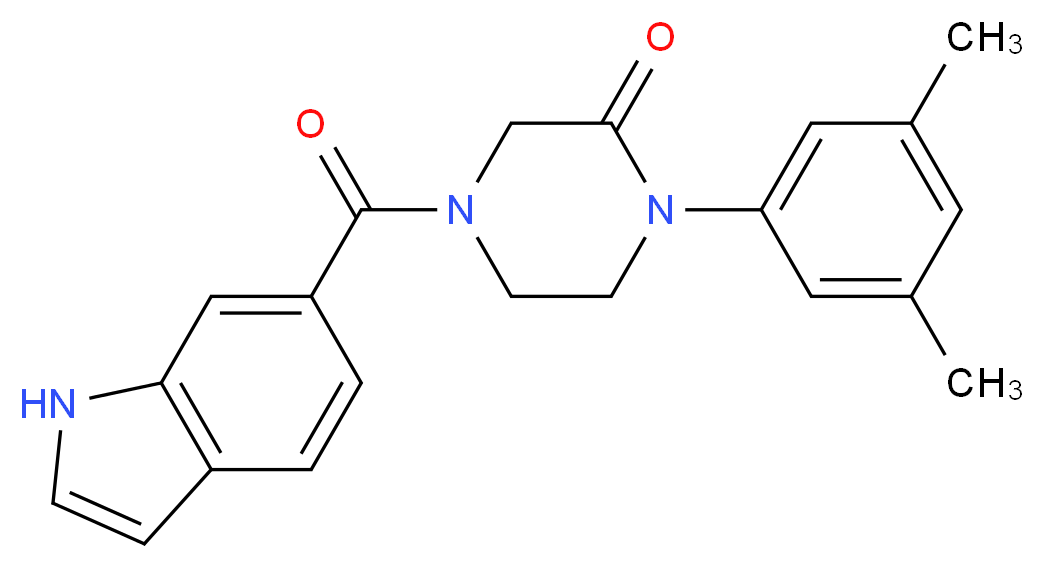 1-(3,5-dimethylphenyl)-4-(1H-indol-6-ylcarbonyl)-2-piperazinone_分子结构_CAS_)