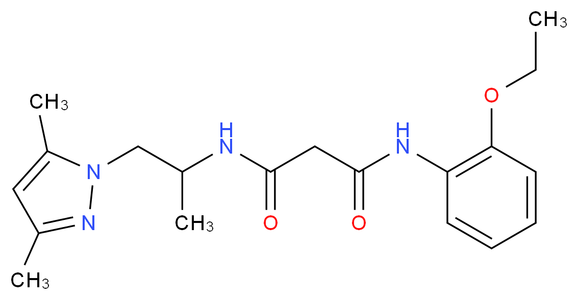 N-[2-(3,5-dimethyl-1H-pyrazol-1-yl)-1-methylethyl]-N'-(2-ethoxyphenyl)malonamide_分子结构_CAS_)