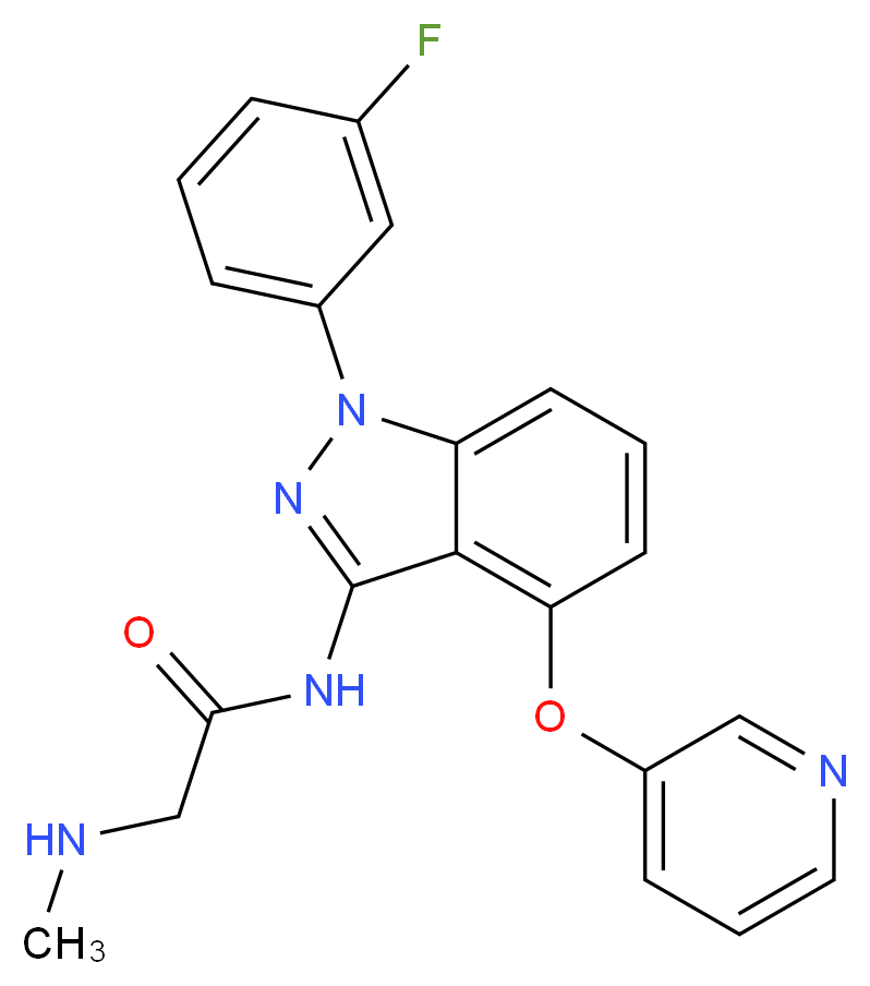 N~1~-[1-(3-fluorophenyl)-4-(pyridin-3-yloxy)-1H-indazol-3-yl]-N~2~-methylglycinamide_分子结构_CAS_)