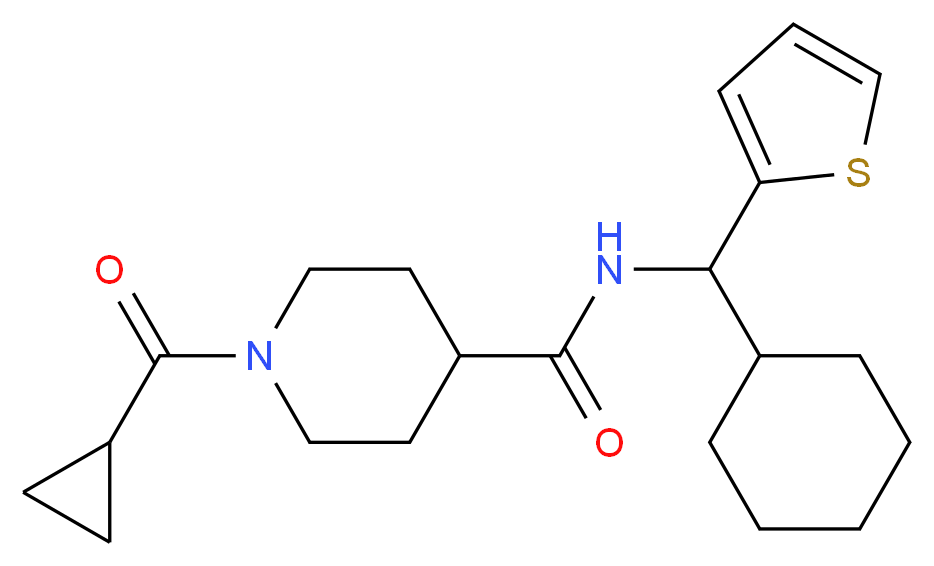 N-[cyclohexyl(2-thienyl)methyl]-1-(cyclopropylcarbonyl)-4-piperidinecarboxamide_分子结构_CAS_)