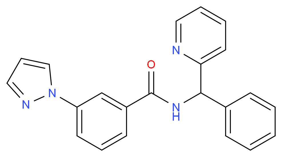 N-[phenyl(2-pyridinyl)methyl]-3-(1H-pyrazol-1-yl)benzamide_分子结构_CAS_)