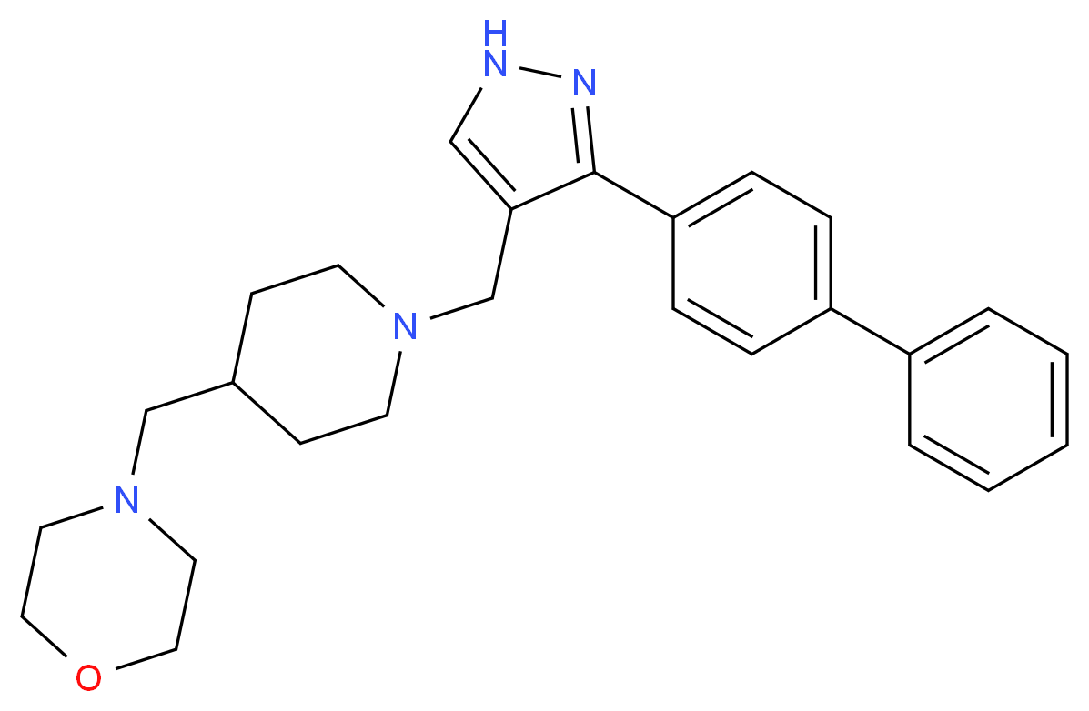 4-[(1-{[3-(4-biphenylyl)-1H-pyrazol-4-yl]methyl}-4-piperidinyl)methyl]morpholine_分子结构_CAS_)