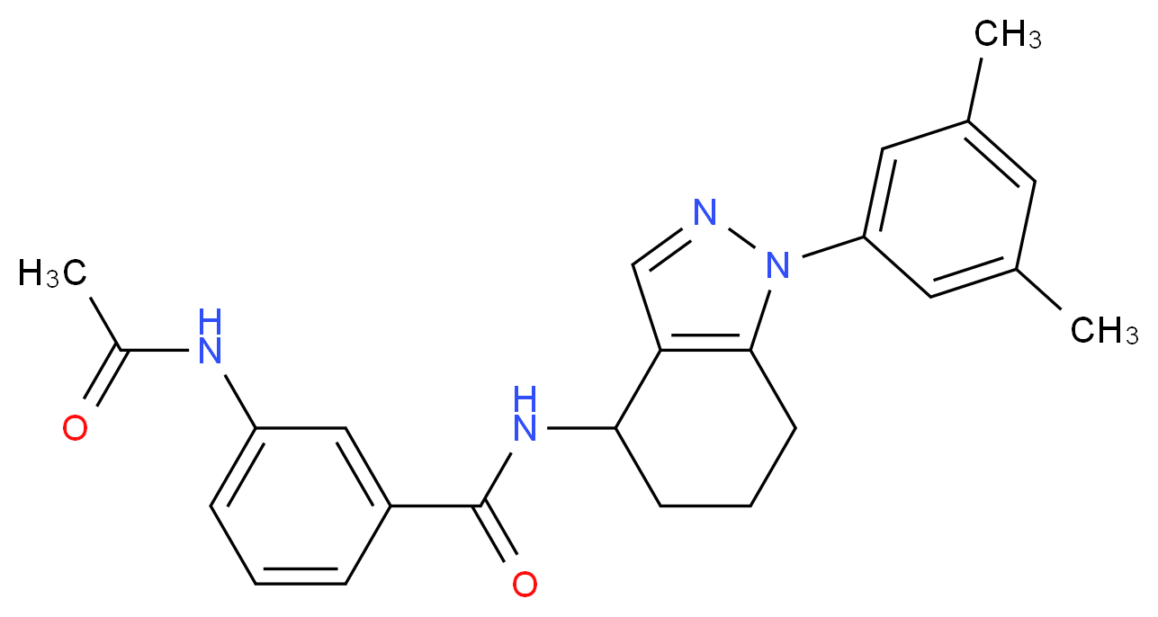 3-(acetylamino)-N-[1-(3,5-dimethylphenyl)-4,5,6,7-tetrahydro-1H-indazol-4-yl]benzamide_分子结构_CAS_)
