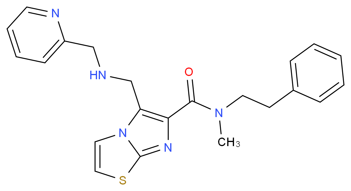 N-methyl-N-(2-phenylethyl)-5-{[(2-pyridinylmethyl)amino]methyl}imidazo[2,1-b][1,3]thiazole-6-carboxamide_分子结构_CAS_)