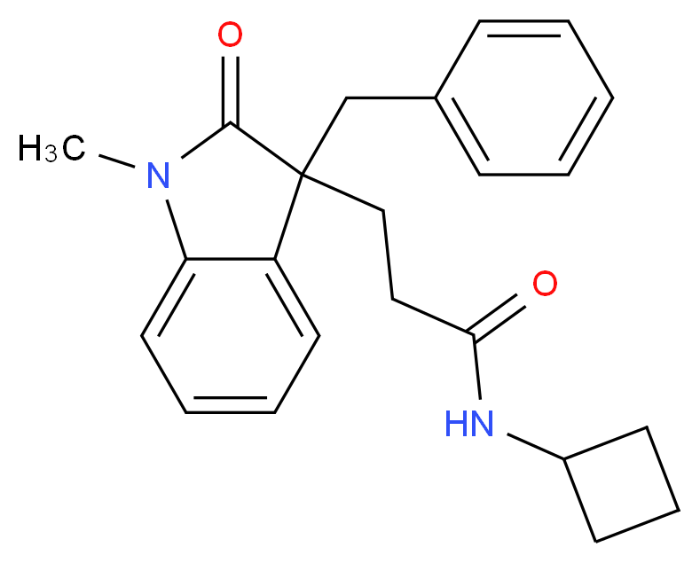 3-(3-benzyl-1-methyl-2-oxo-2,3-dihydro-1H-indol-3-yl)-N-cyclobutylpropanamide_分子结构_CAS_)