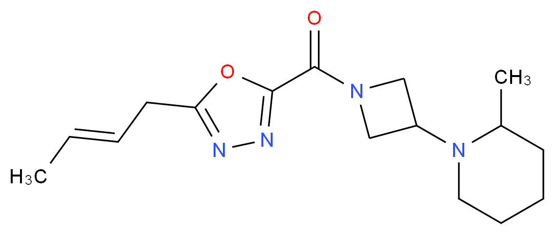 1-[1-({5-[(2E)-but-2-en-1-yl]-1,3,4-oxadiazol-2-yl}carbonyl)azetidin-3-yl]-2-methylpiperidine_分子结构_CAS_)