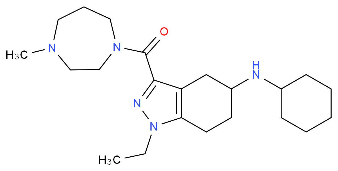 N-cyclohexyl-1-ethyl-3-[(4-methyl-1,4-diazepan-1-yl)carbonyl]-4,5,6,7-tetrahydro-1H-indazol-5-amine_分子结构_CAS_)
