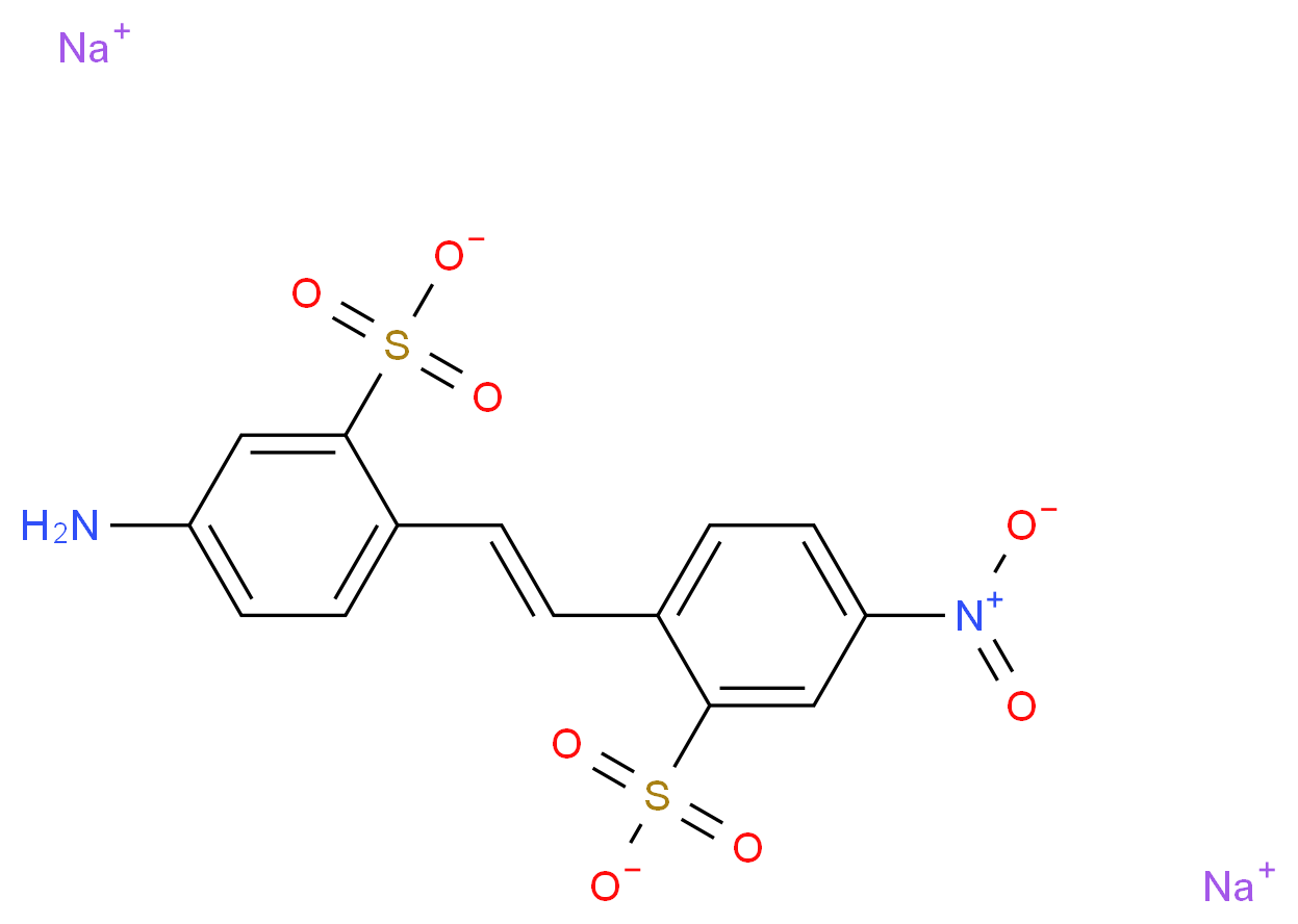 disodium 2-[(E)-2-(4-amino-2-sulfonatophenyl)ethenyl]-5-nitrobenzene-1-sulfonate_分子结构_CAS_6634-82-8