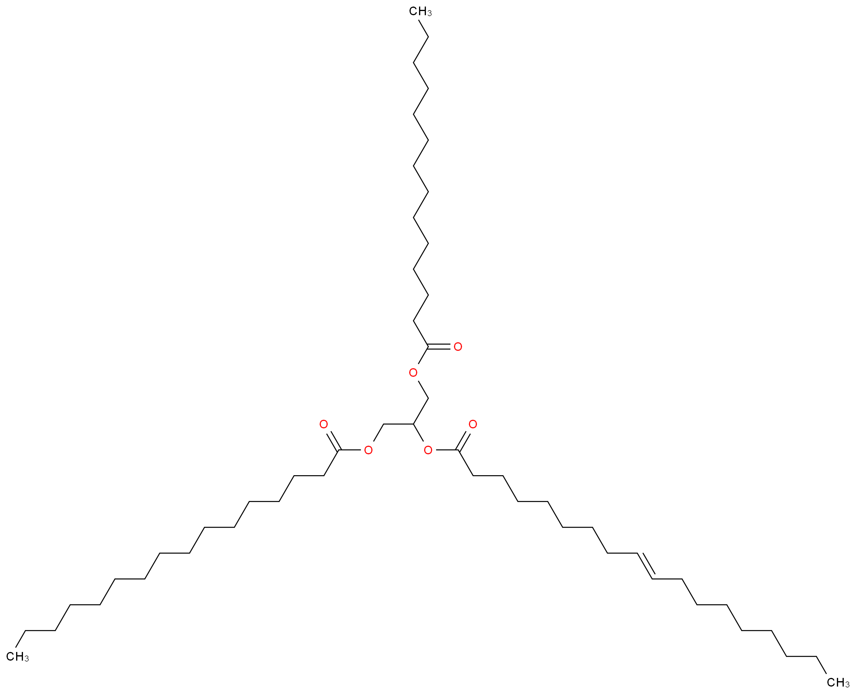 1-(hexadecanoyloxy)-3-(tetradecanoyloxy)propan-2-yl (9E)-octadec-9-enoate_分子结构_CAS_134907-95-2