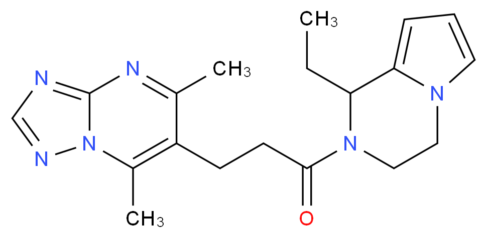 6-[3-(1-ethyl-3,4-dihydropyrrolo[1,2-a]pyrazin-2(1H)-yl)-3-oxopropyl]-5,7-dimethyl[1,2,4]triazolo[1,5-a]pyrimidine_分子结构_CAS_)