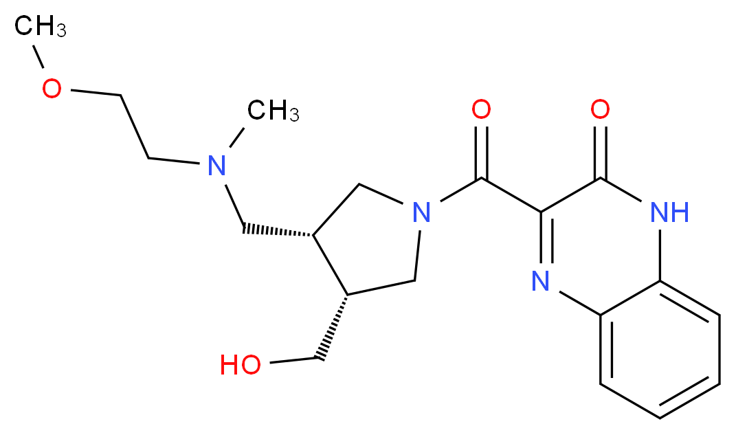 3-[((3R*,4R*)-3-(hydroxymethyl)-4-{[(2-methoxyethyl)(methyl)amino]methyl}pyrrolidin-1-yl)carbonyl]quinoxalin-2(1H)-one_分子结构_CAS_)