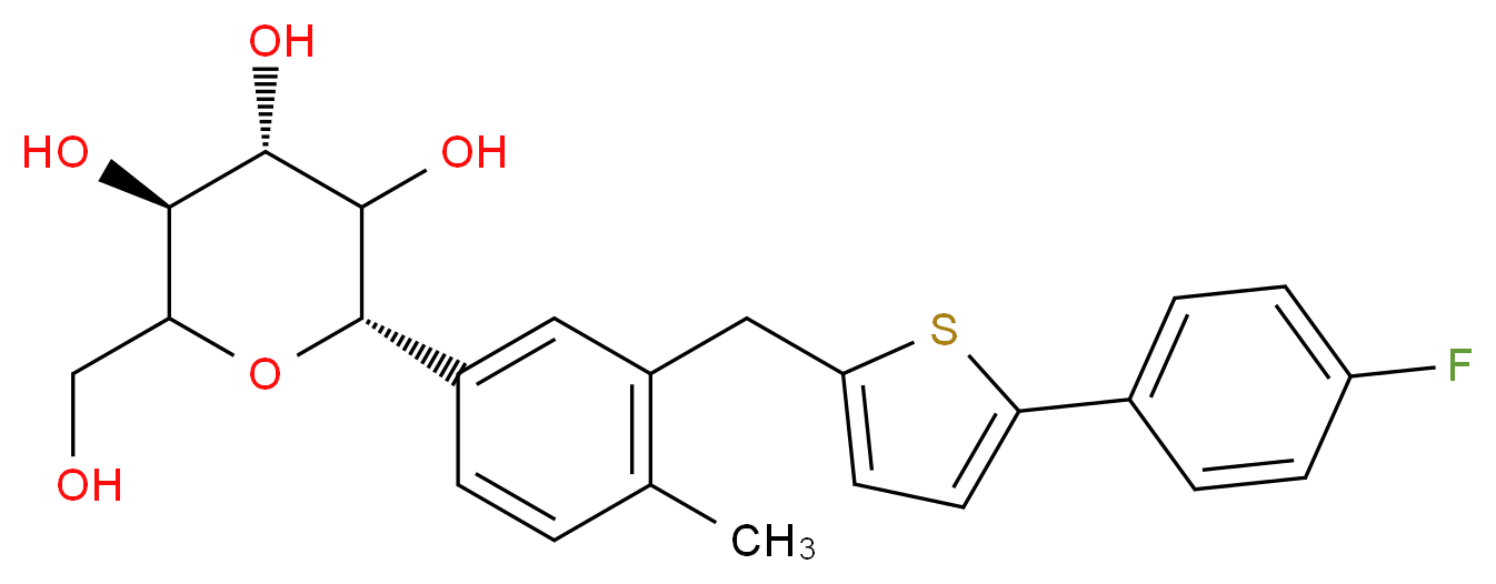 (2S,4R,5S)-2-(3-{[5-(4-fluorophenyl)thiophen-2-yl]methyl}-4-methylphenyl)-6-(hydroxymethyl)oxane-3,4,5-triol_分子结构_CAS_842133-18-0