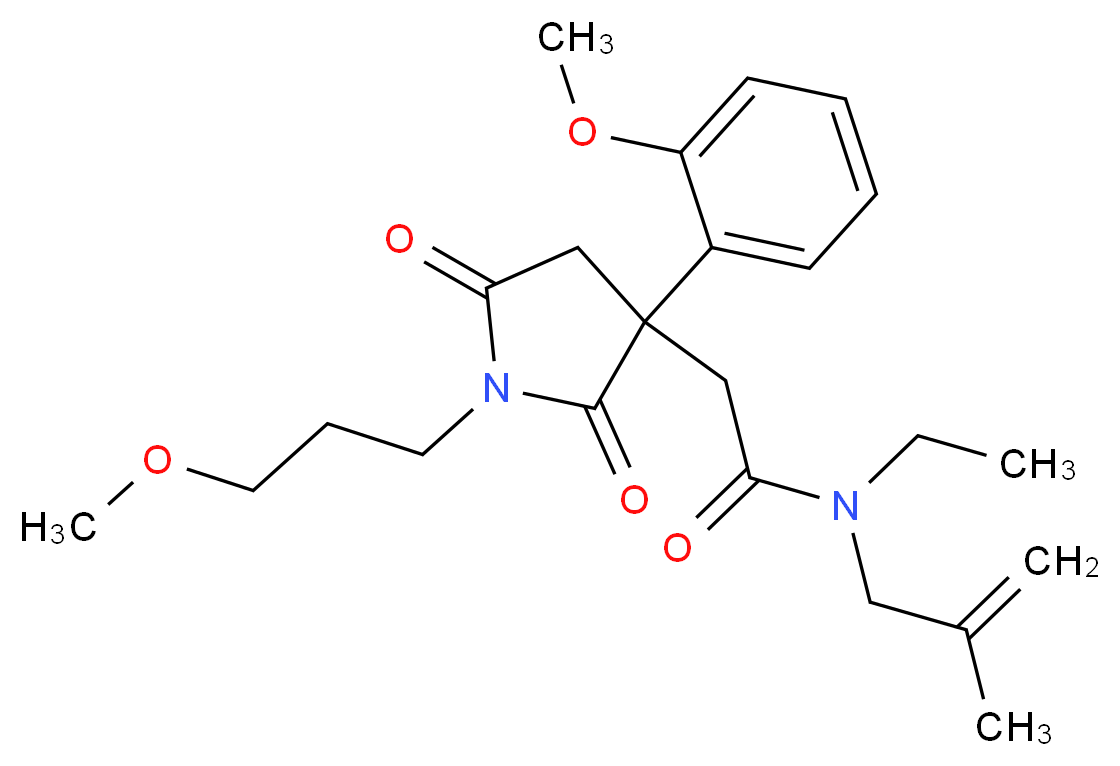 N-ethyl-2-[3-(2-methoxyphenyl)-1-(3-methoxypropyl)-2,5-dioxo-3-pyrrolidinyl]-N-(2-methyl-2-propen-1-yl)acetamide_分子结构_CAS_)
