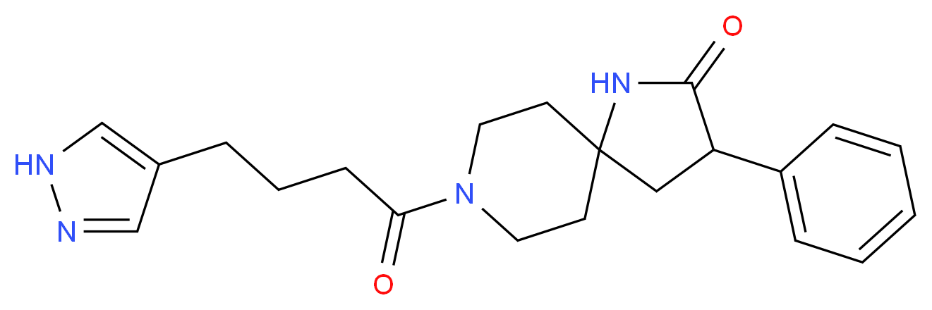 3-phenyl-8-[4-(1H-pyrazol-4-yl)butanoyl]-1,8-diazaspiro[4.5]decan-2-one_分子结构_CAS_)