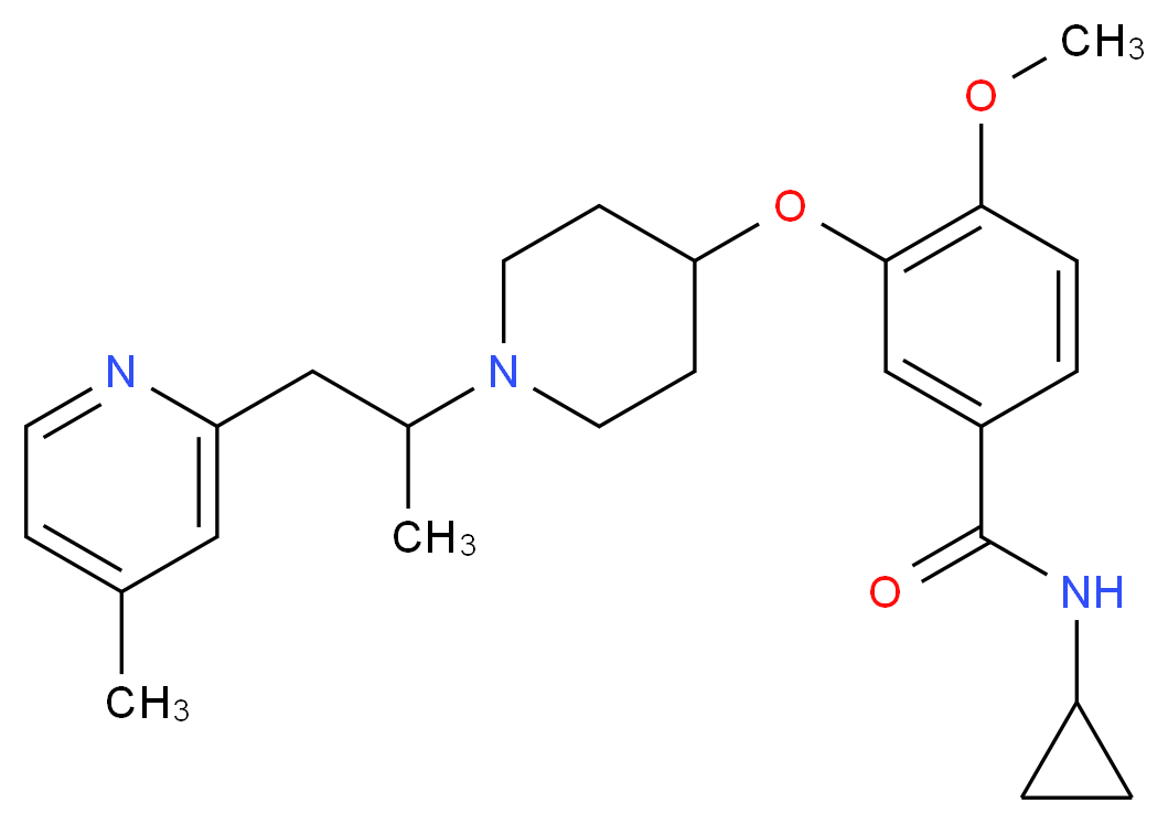 N-cyclopropyl-4-methoxy-3-({1-[1-methyl-2-(4-methyl-2-pyridinyl)ethyl]-4-piperidinyl}oxy)benzamide_分子结构_CAS_)