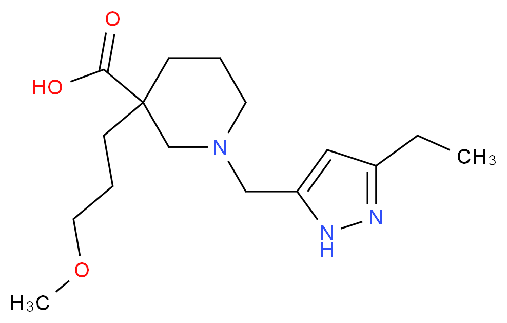 1-[(3-ethyl-1H-pyrazol-5-yl)methyl]-3-(3-methoxypropyl)-3-piperidinecarboxylic acid_分子结构_CAS_)