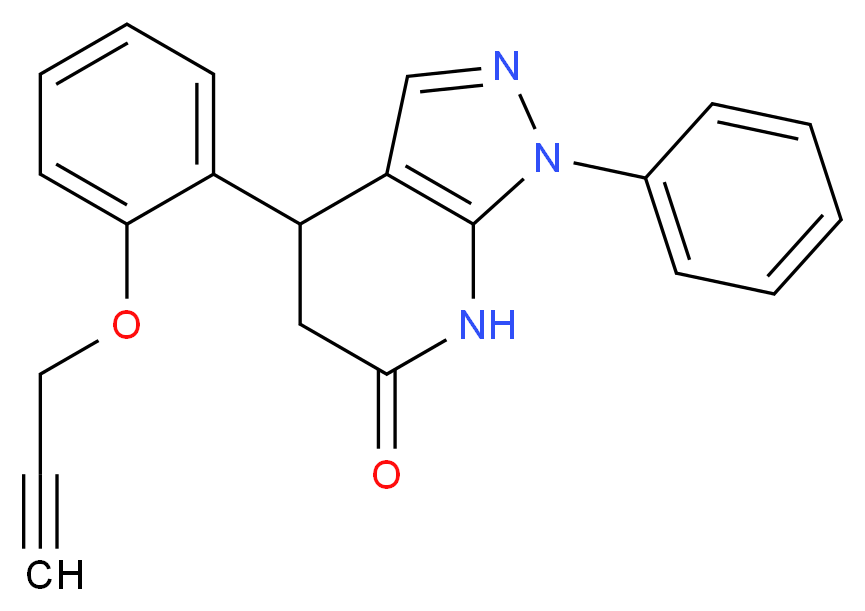 1-phenyl-4-[2-(prop-2-yn-1-yloxy)phenyl]-1,4,5,7-tetrahydro-6H-pyrazolo[3,4-b]pyridin-6-one_分子结构_CAS_)