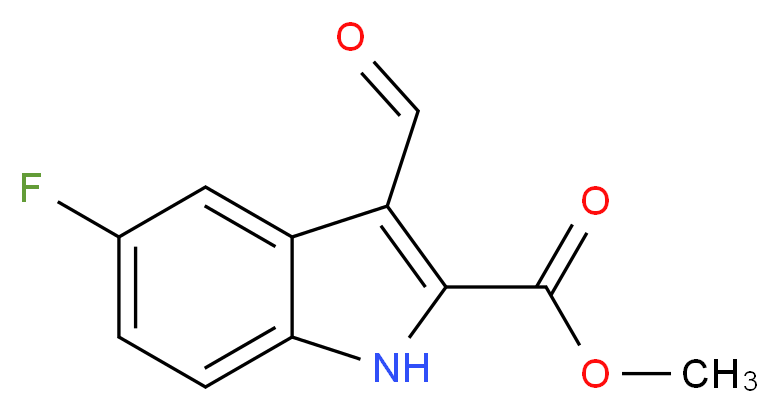 methyl 5-fluoro-3-formyl-1H-indole-2-carboxylate_分子结构_CAS_843629-51-6)