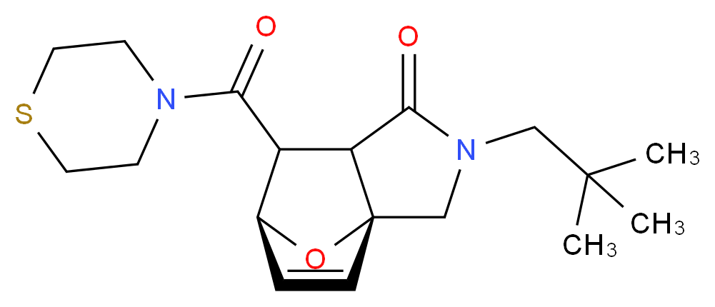 (3aR*,6S*)-2-(2,2-dimethylpropyl)-7-(thiomorpholin-4-ylcarbonyl)-2,3,7,7a-tetrahydro-3a,6-epoxyisoindol-1(6H)-one_分子结构_CAS_)
