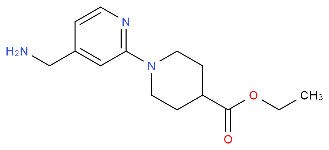 Ethyl 1-[4-(aminomethyl)pyridin-2-yl]piperidine-4-carboxylate 97%_分子结构_CAS_912569-46-1)
