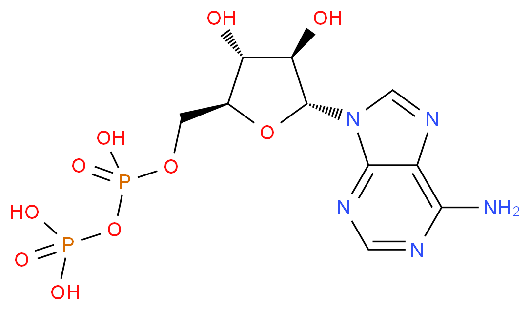 [({[(2S,3R,4R,5R)-5-(6-amino-9H-purin-9-yl)-3,4-dihydroxyoxolan-2-yl]methoxy}(hydroxy)phosphoryl)oxy]phosphonic acid_分子结构_CAS_20398-34-9