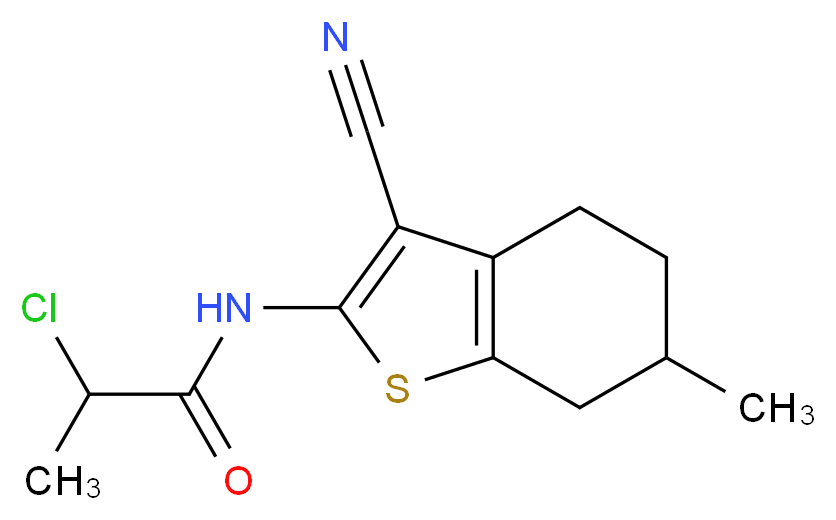 2-Chloro-N-(3-cyano-6-methyl-4,5,6,7-tetrahydro-1-benzothien-2-yl)propanamide_分子结构_CAS_)
