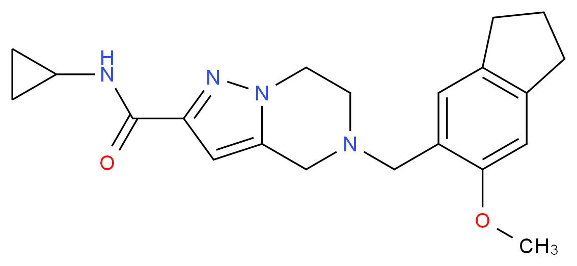 N-cyclopropyl-5-[(6-methoxy-2,3-dihydro-1H-inden-5-yl)methyl]-4,5,6,7-tetrahydropyrazolo[1,5-a]pyrazine-2-carboxamide_分子结构_CAS_)