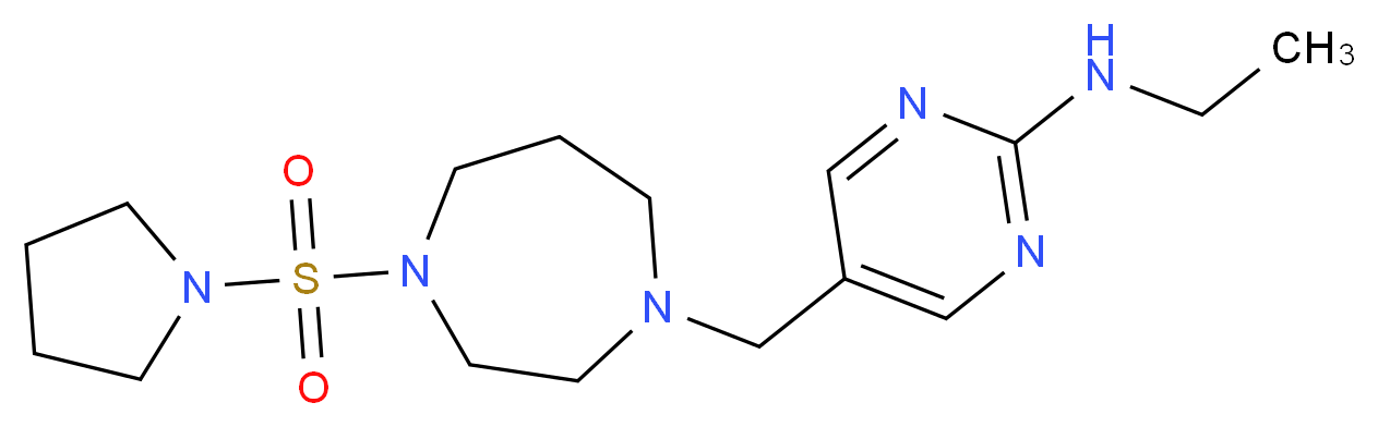 N-ethyl-5-{[4-(pyrrolidin-1-ylsulfonyl)-1,4-diazepan-1-yl]methyl}pyrimidin-2-amine_分子结构_CAS_)