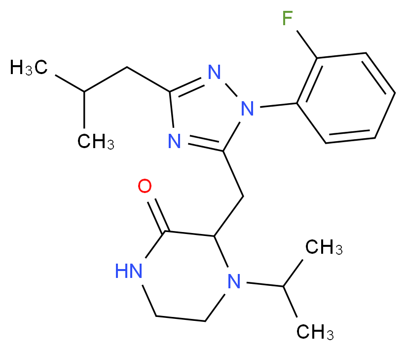 3-{[1-(2-fluorophenyl)-3-isobutyl-1H-1,2,4-triazol-5-yl]methyl}-4-isopropylpiperazin-2-one_分子结构_CAS_)