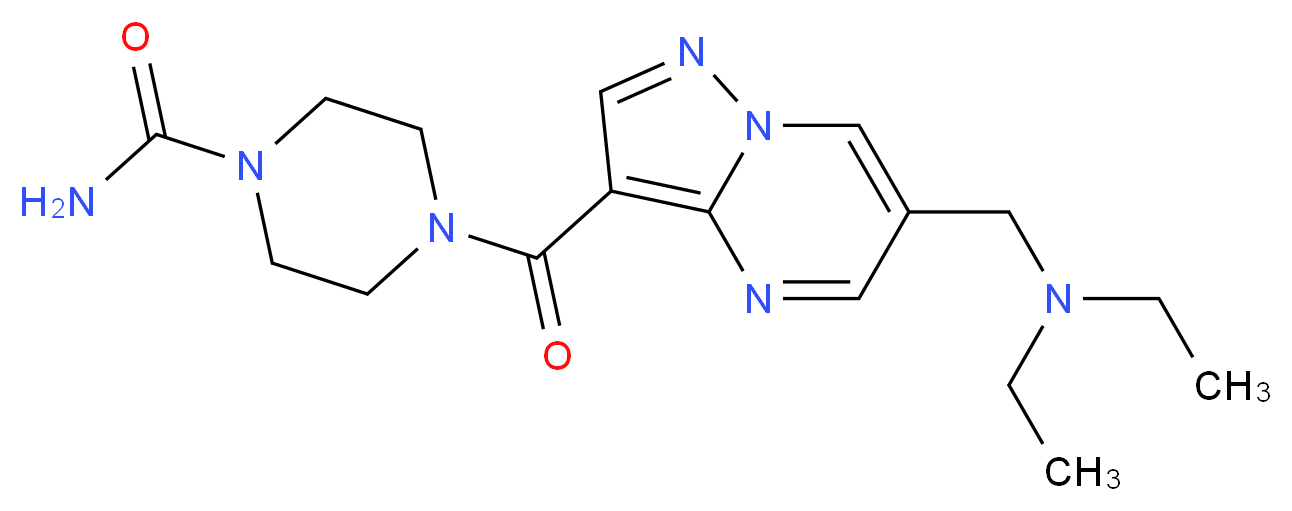 4-({6-[(diethylamino)methyl]pyrazolo[1,5-a]pyrimidin-3-yl}carbonyl)piperazine-1-carboxamide_分子结构_CAS_)