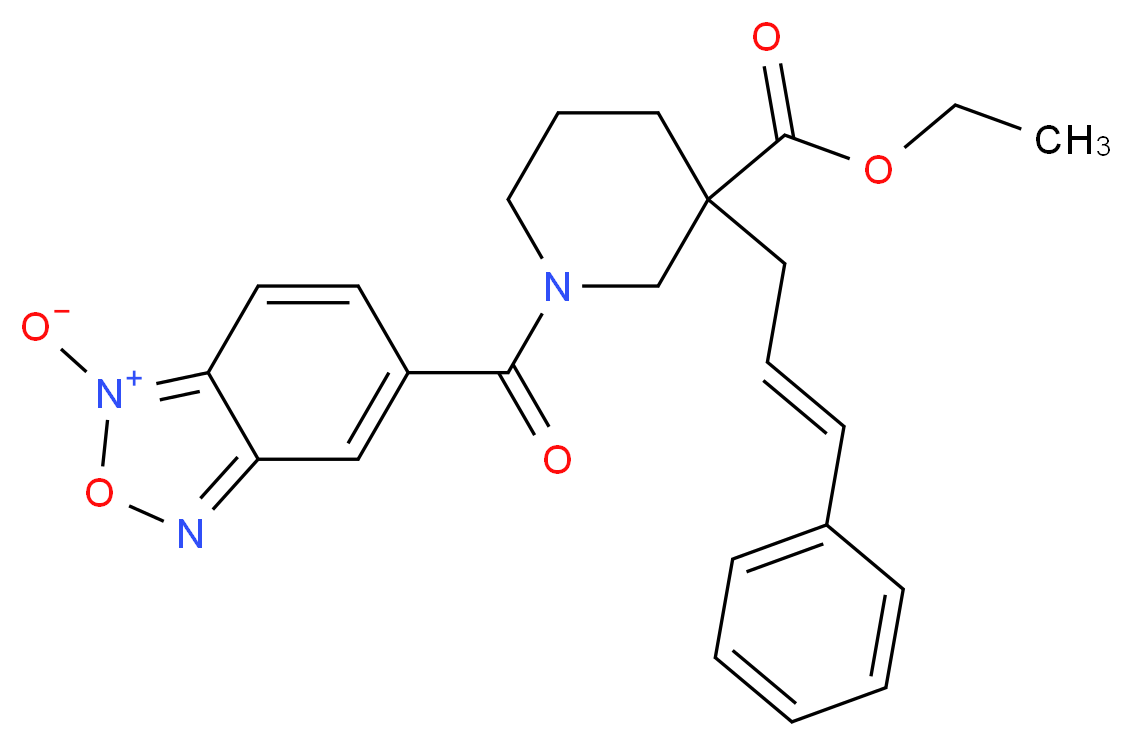 ethyl 1-[(1-oxido-2,1,3-benzoxadiazol-5-yl)carbonyl]-3-[(2E)-3-phenyl-2-propen-1-yl]-3-piperidinecarboxylate_分子结构_CAS_)