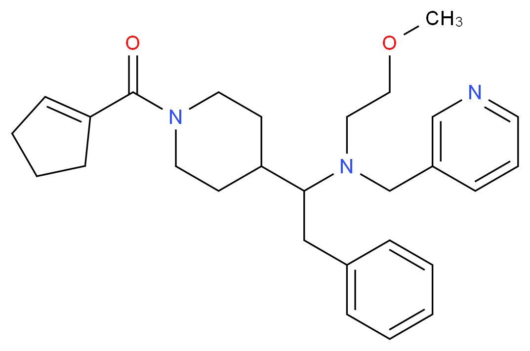 1-[1-(1-cyclopenten-1-ylcarbonyl)-4-piperidinyl]-N-(2-methoxyethyl)-2-phenyl-N-(3-pyridinylmethyl)ethanamine_分子结构_CAS_)