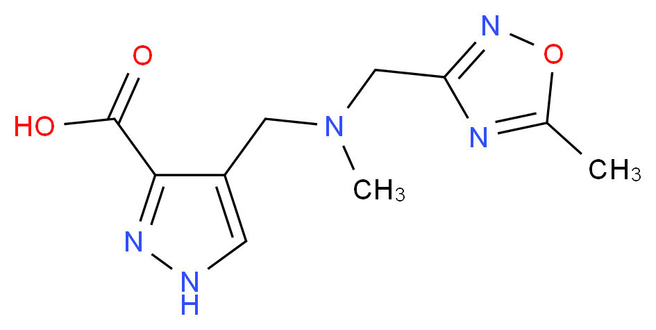 4-({methyl[(5-methyl-1,2,4-oxadiazol-3-yl)methyl]amino}methyl)-1H-pyrazole-3-carboxylic acid_分子结构_CAS_)