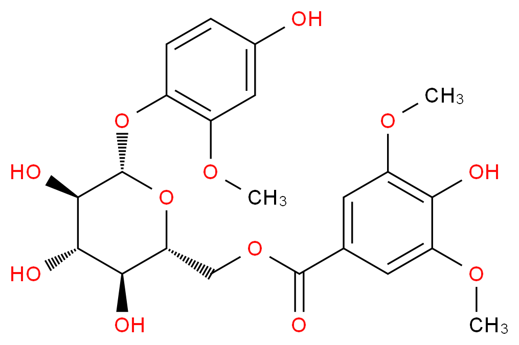 [(2R,3S,4S,5R,6S)-3,4,5-trihydroxy-6-(4-hydroxy-2-methoxyphenoxy)oxan-2-yl]methyl 4-hydroxy-3,5-dimethoxybenzoate_分子结构_CAS_945259-61-0