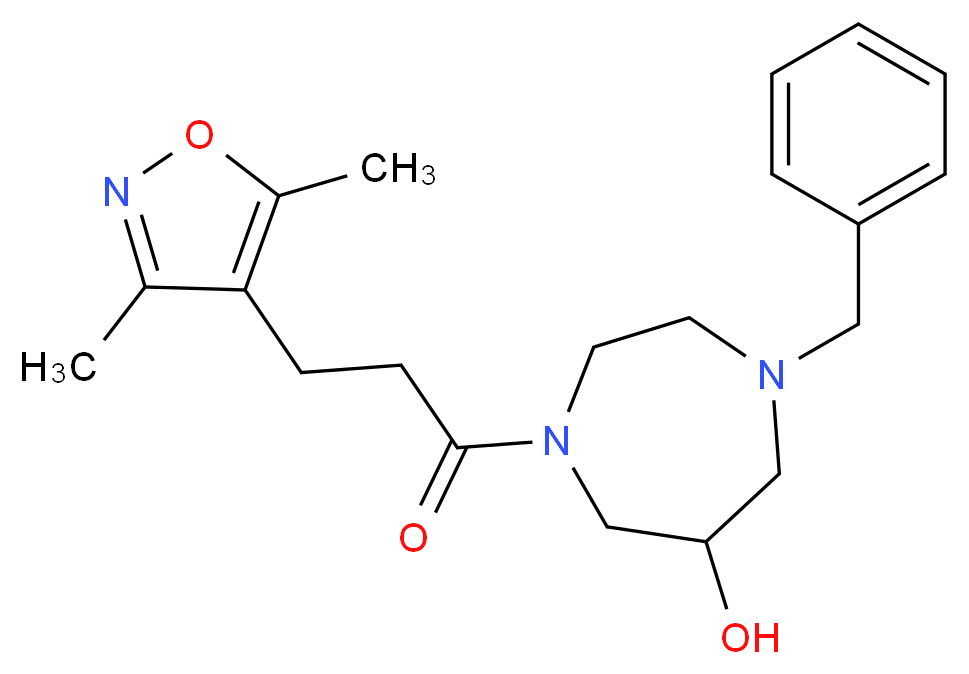1-benzyl-4-[3-(3,5-dimethyl-4-isoxazolyl)propanoyl]-1,4-diazepan-6-ol_分子结构_CAS_)