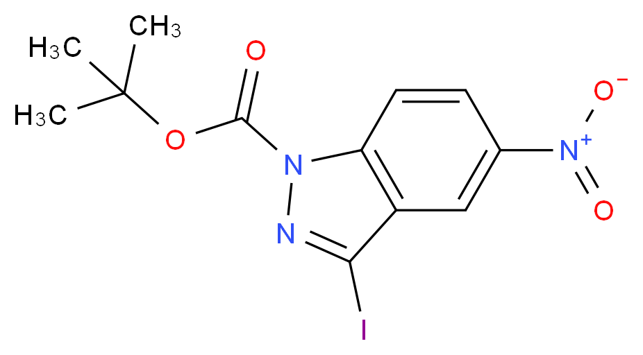 1-Boc-3-Iodo-5-nitro-1H-indazole_分子结构_CAS_459133-69-8)