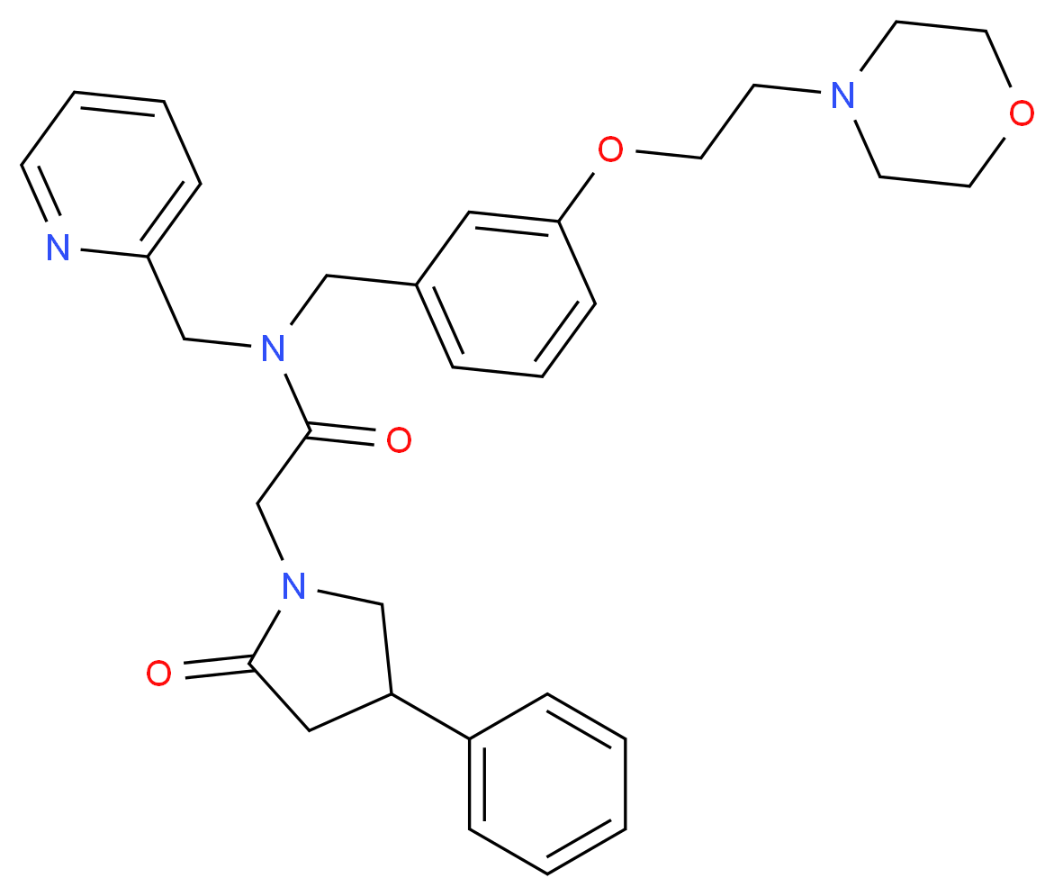 N-{3-[2-(4-morpholinyl)ethoxy]benzyl}-2-(2-oxo-4-phenyl-1-pyrrolidinyl)-N-(2-pyridinylmethyl)acetamide_分子结构_CAS_)
